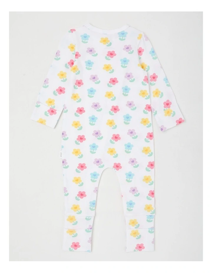 Essentials Rainbow Floral Coverall in White image 3