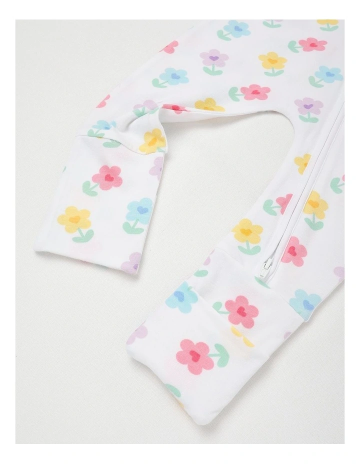 Essentials Rainbow Floral Coverall in White image 4