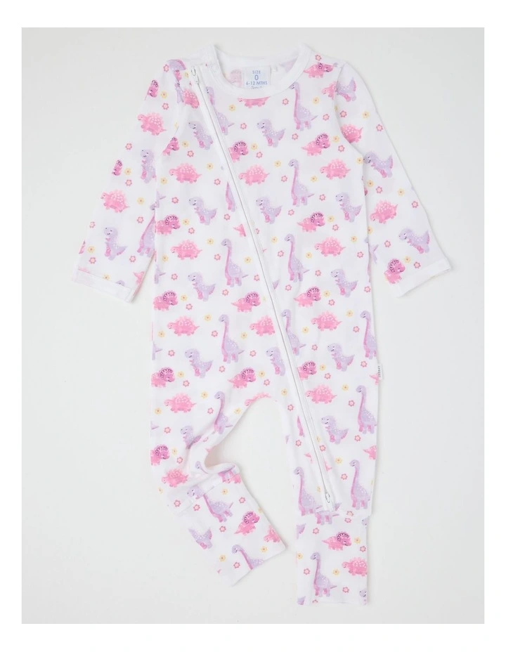 Essentials Watercolour Dino Coverall in White image 1