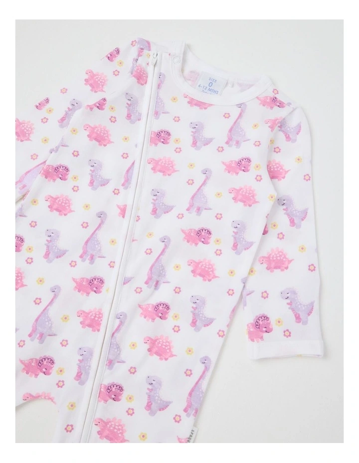 Essentials Watercolour Dino Coverall in White image 2