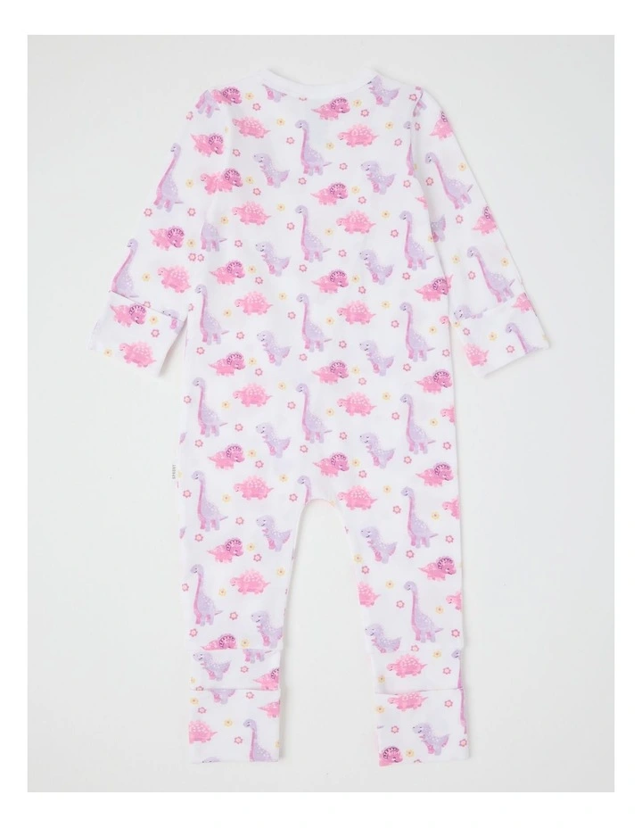 Essentials Watercolour Dino Coverall in White image 3