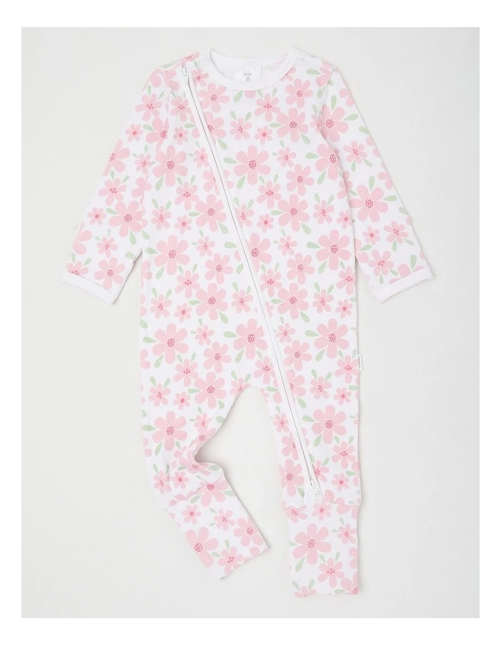 Essentials Rib Large Floral Coverall White image 1