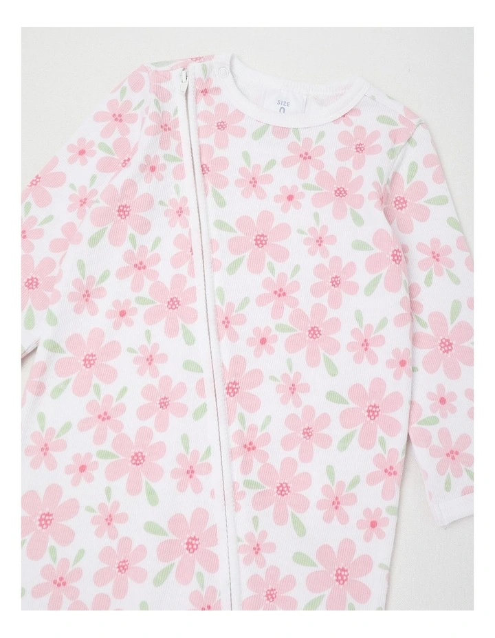 Essentials Rib Large Floral Coverall White image 2