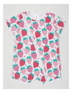Essentials Watercolour Strawberry Romper in White