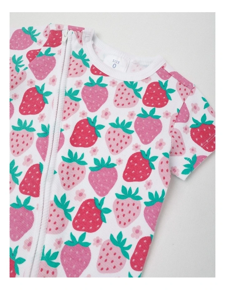 Essentials Watercolour Strawberry Romper in White image 2