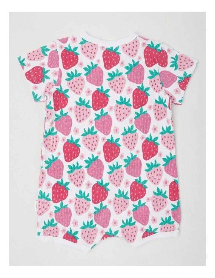 Essentials Watercolour Strawberry Romper in White image 3