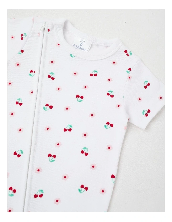 Essentials Cherry Daisy Romper in White image 2
