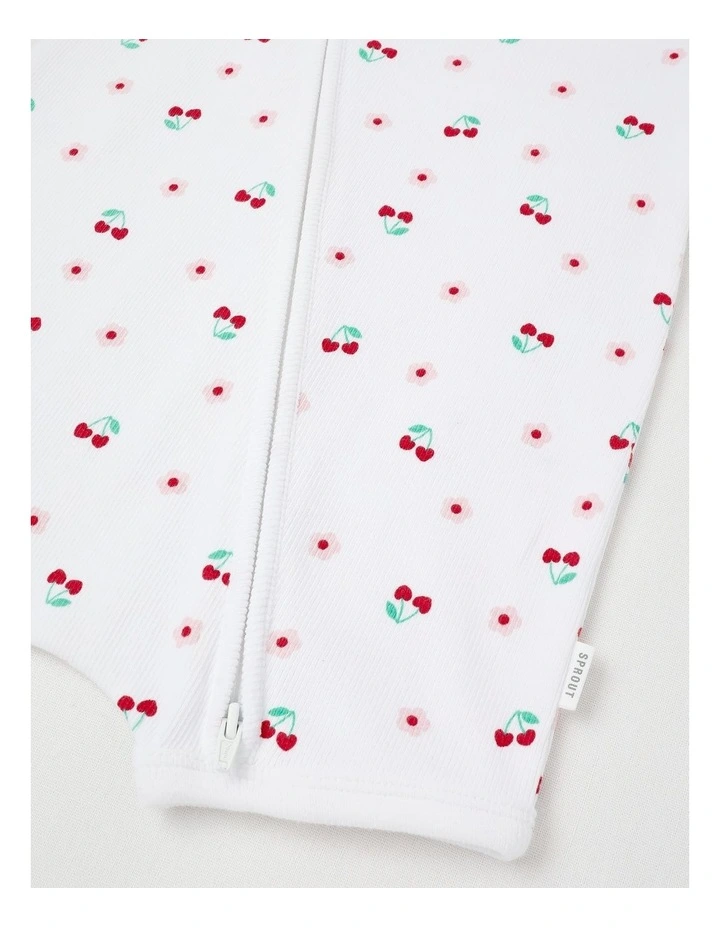 Essentials Cherry Daisy Romper in White image 4