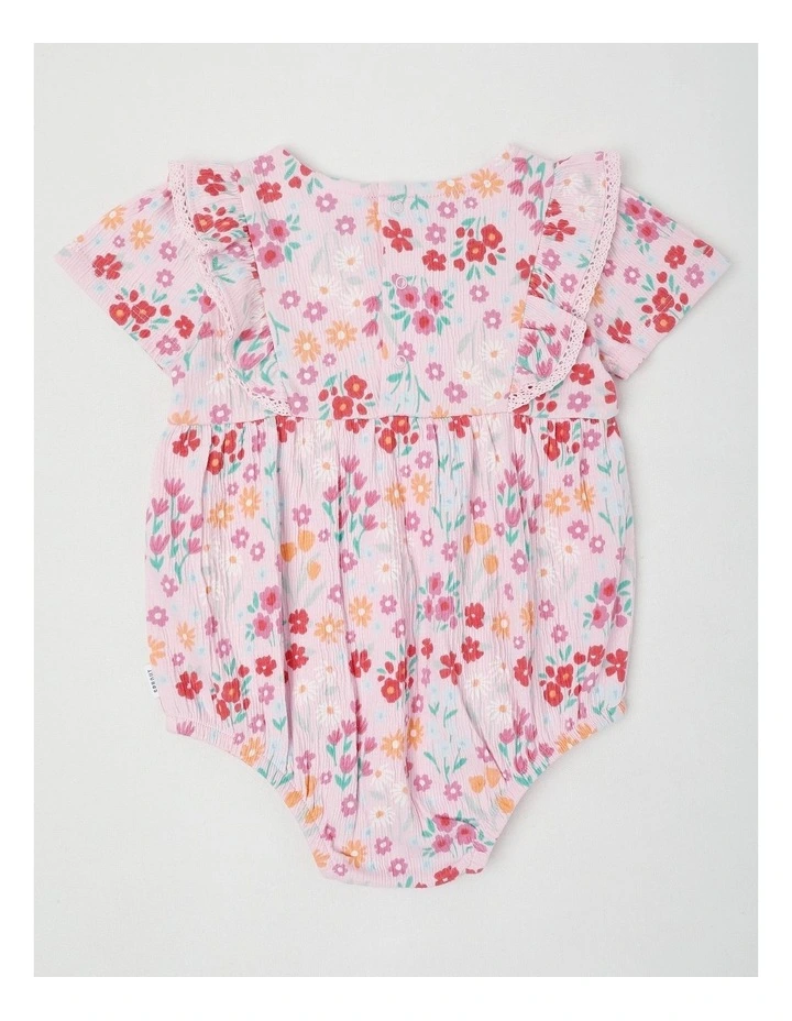 Rainbow Floral Crinkle Bodysuit in Light Pink image 3