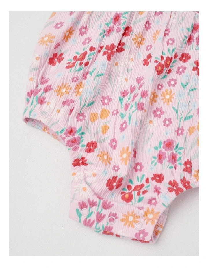 Rainbow Floral Crinkle Bodysuit in Light Pink image 4