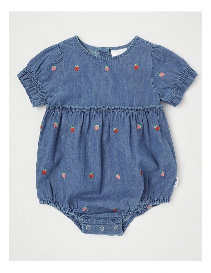 Strawberry Chambray Bodysuit in Dusty Blue image 1
