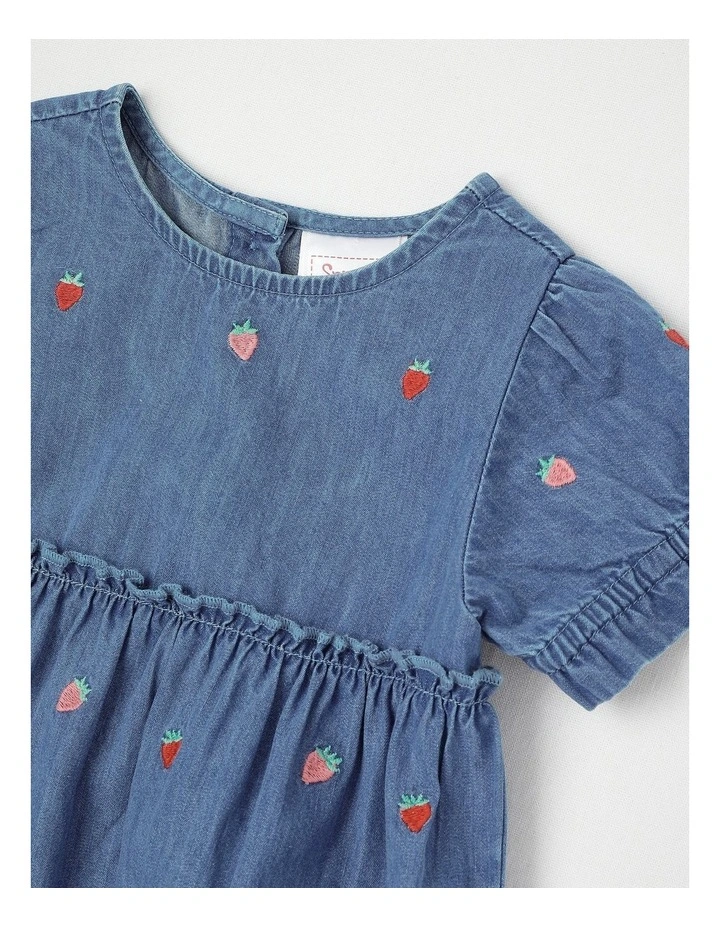 Strawberry Chambray Bodysuit in Dusty Blue image 2