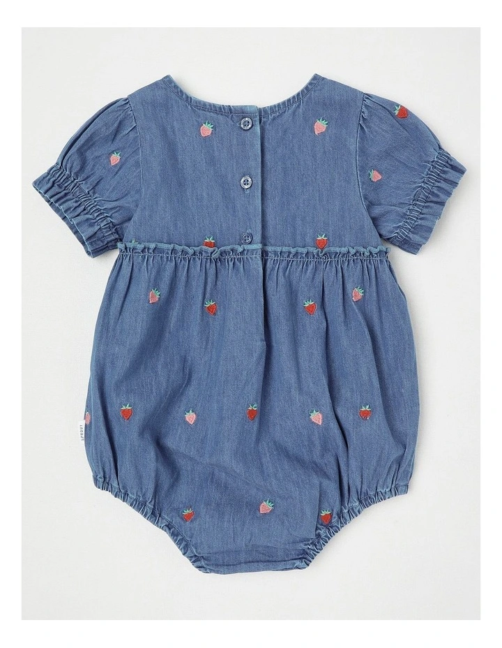 Strawberry Chambray Bodysuit in Dusty Blue image 3