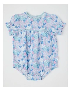 Ditsy Floral Double Cloth Bodysuit in Light Blue