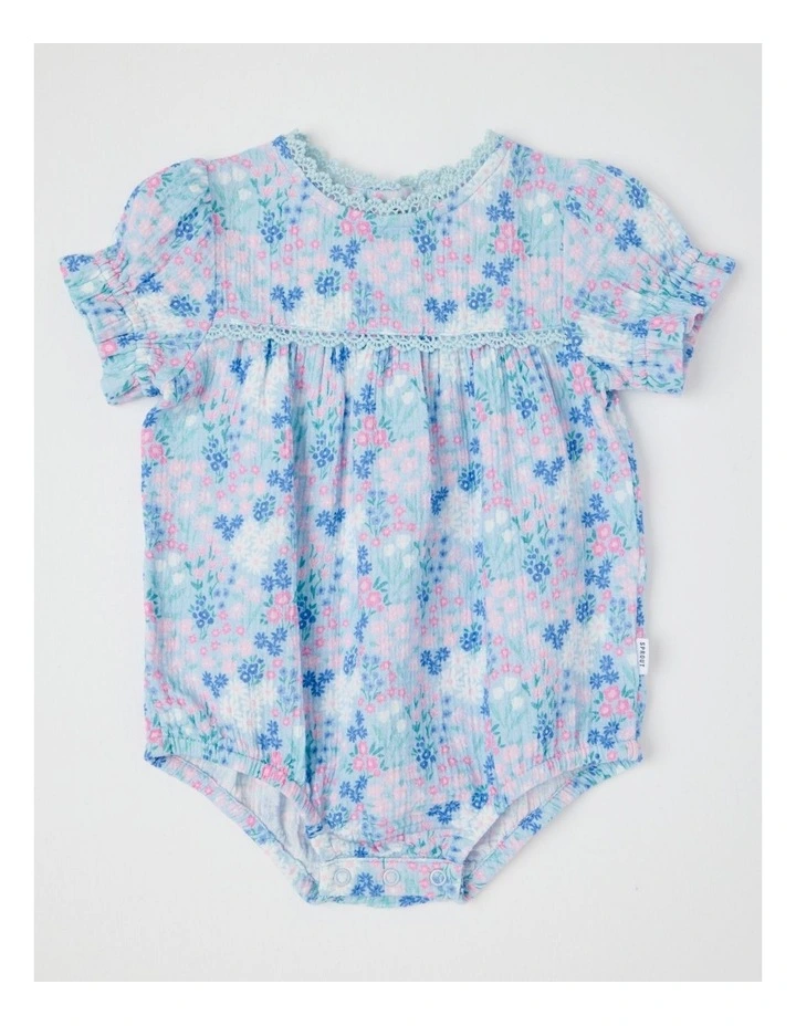 Ditsy Floral Double Cloth Bodysuit in Light Blue image 1