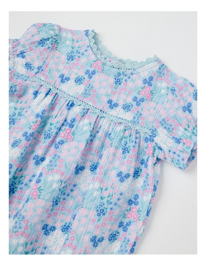 Ditsy Floral Double Cloth Bodysuit in Light Blue image 2
