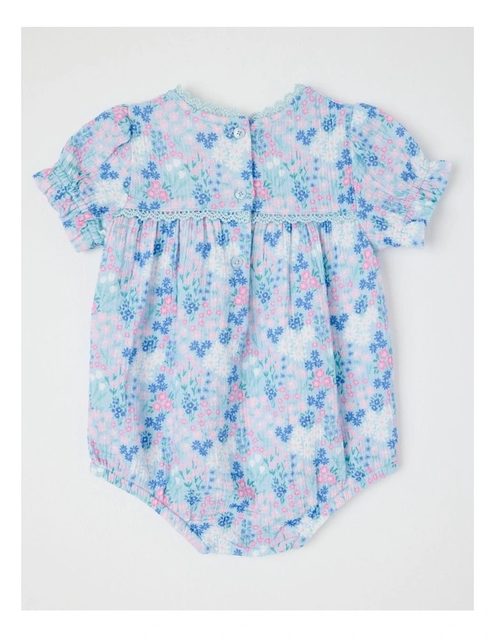 Ditsy Floral Double Cloth Bodysuit in Light Blue image 3