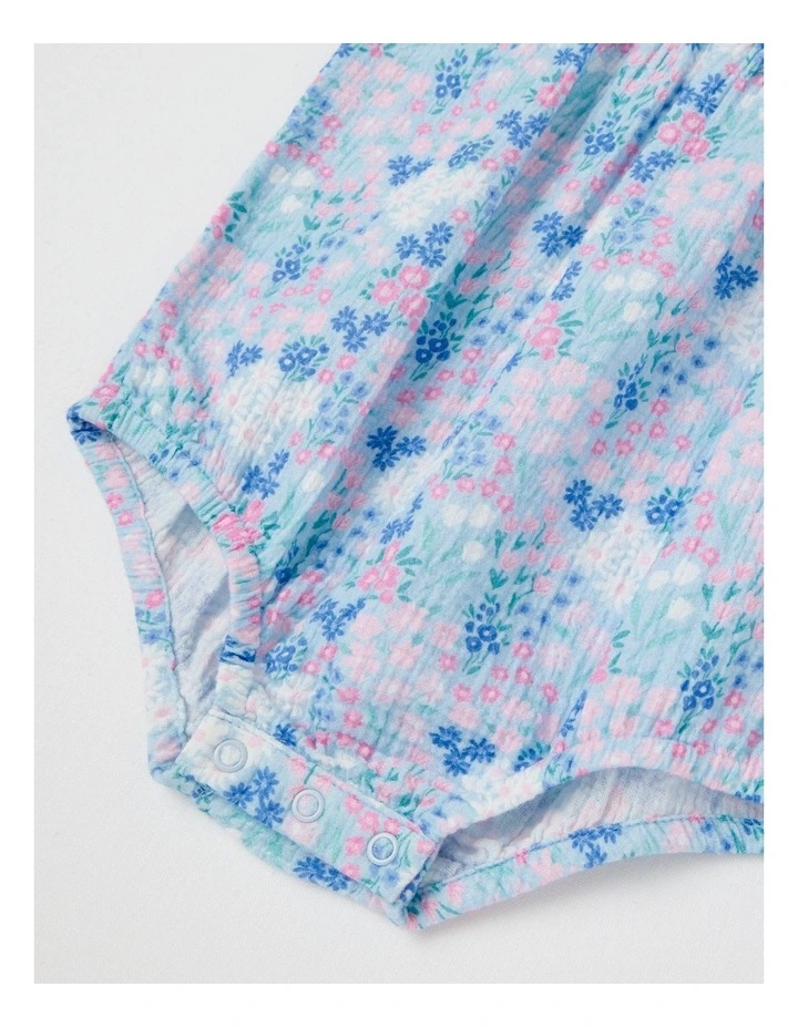 Ditsy Floral Double Cloth Bodysuit in Light Blue image 4