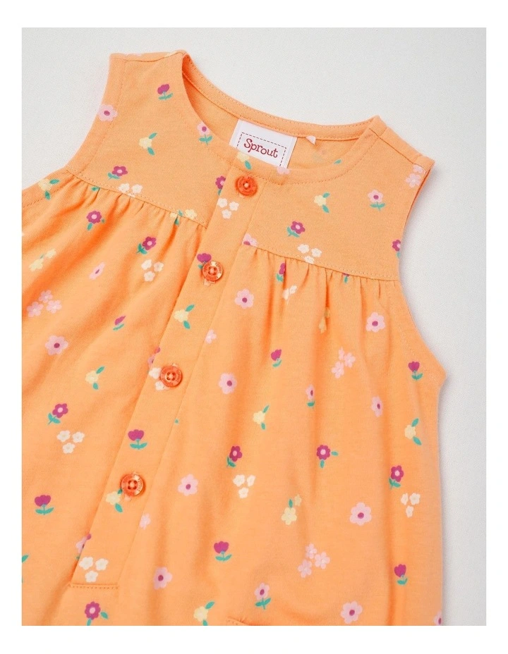 Mini Floral Placket Romper in Peach image 2