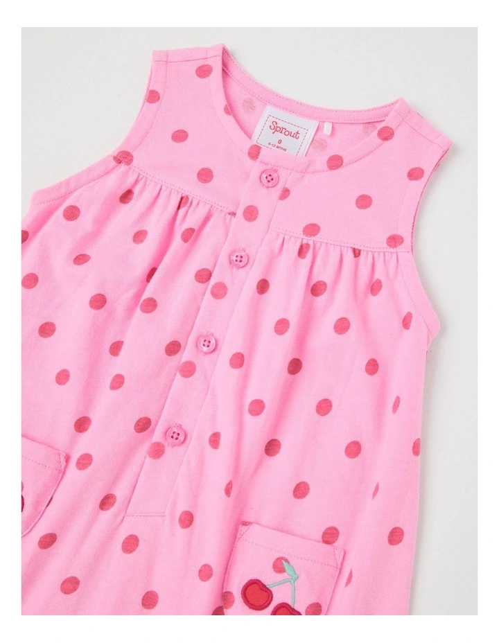 Cherry Placket Romper in Hot Pink image 2