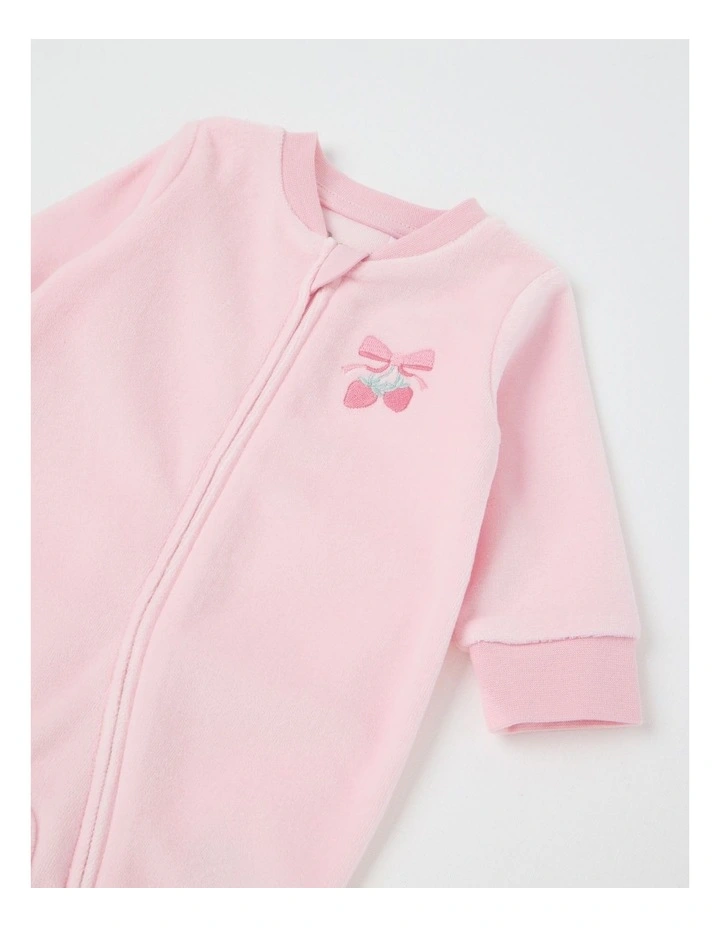 Velour Strawberry Bow Coverall in Blush image 2