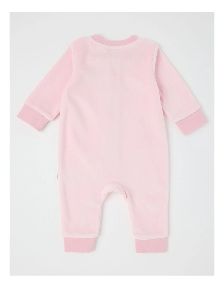 Velour Strawberry Bow Coverall in Blush image 3