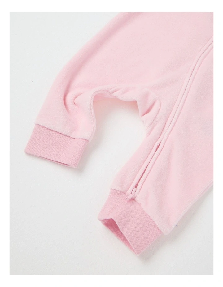 Velour Strawberry Bow Coverall in Blush image 4
