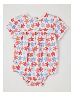 Geo Floral Double Cloth Bodysuit in White
