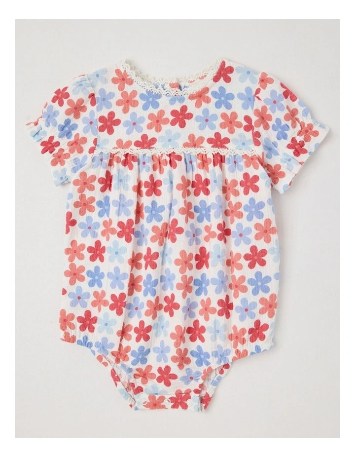 Geo Floral Double Cloth Bodysuit in White image 1