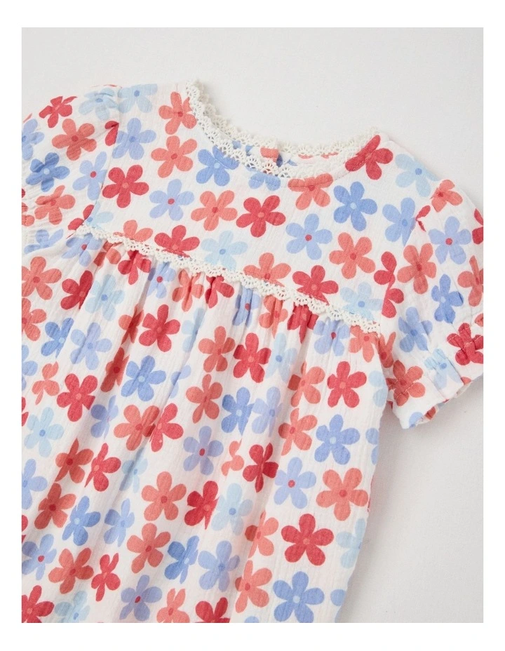 Geo Floral Double Cloth Bodysuit in White image 2