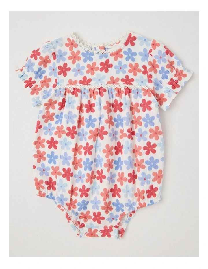Geo Floral Double Cloth Bodysuit in White image 3