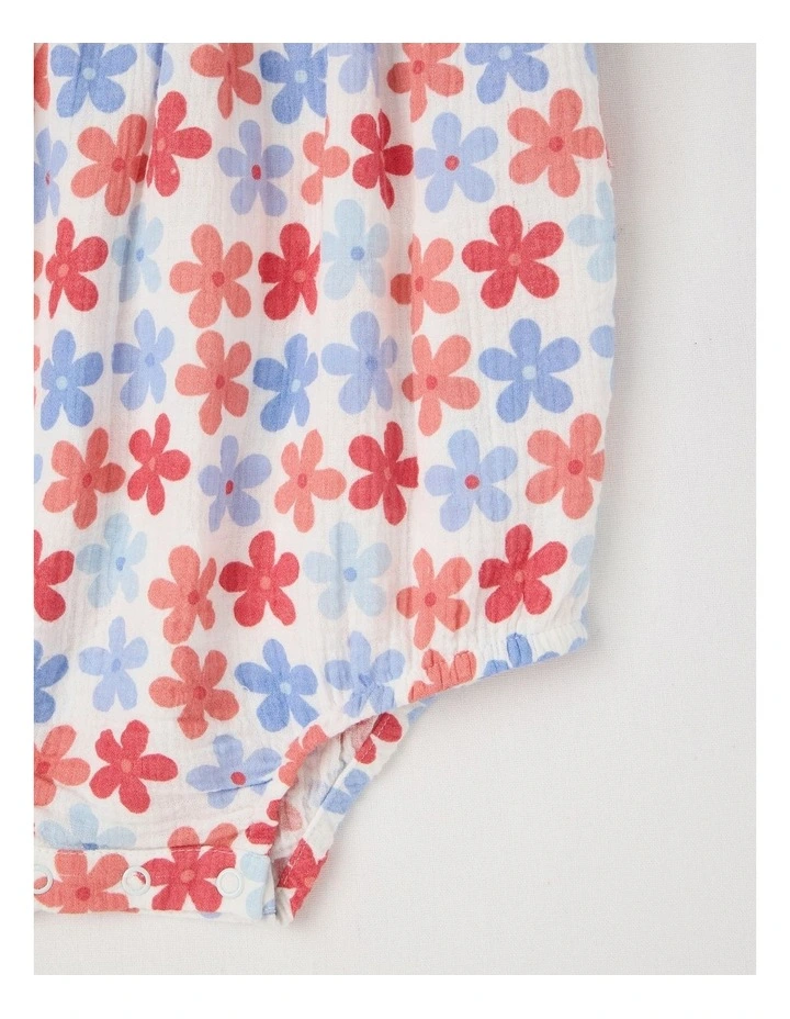 Geo Floral Double Cloth Bodysuit in White image 4