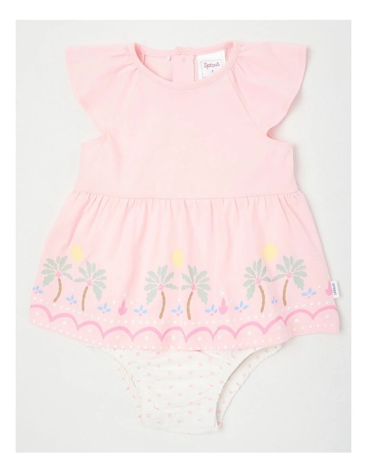 Palm Flutter Sleeve Bodysuit in Light Pink image 1