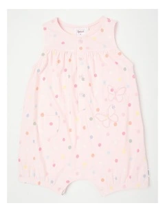 Butterfly Placket Romper Blush