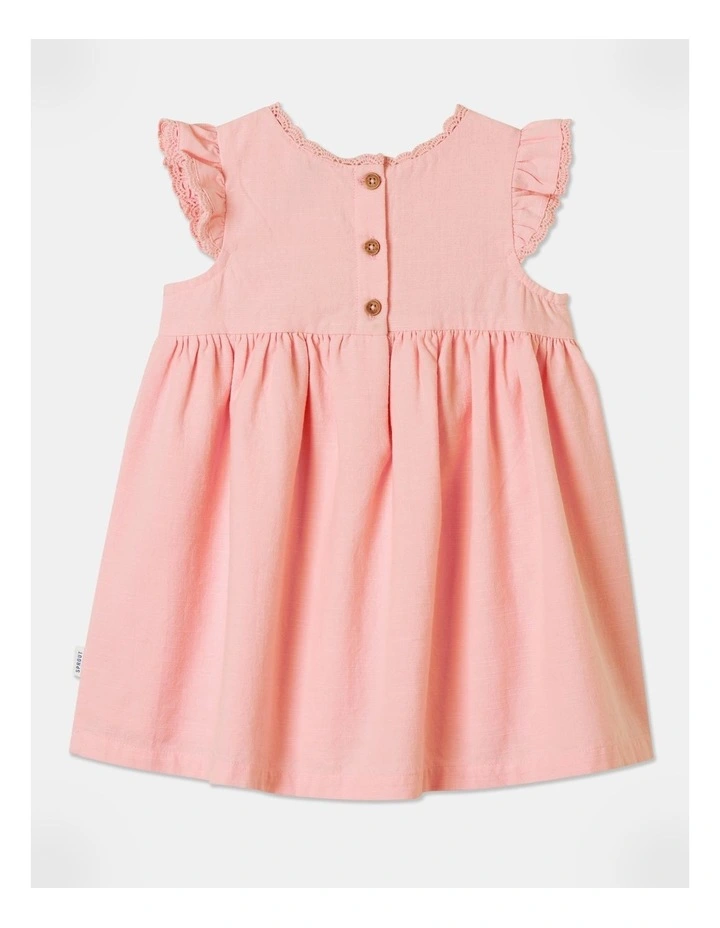 Flower Embroidery Woven Dress in Pale Pink image 3