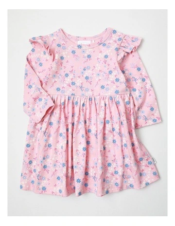 Built in Bodysuit Flower Dress in Pale Pink