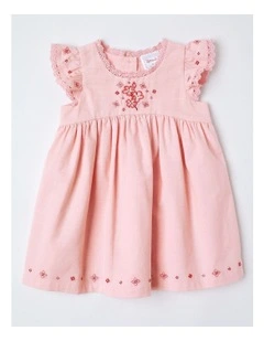 Woven Embroidered Dress in Light Pink