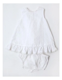 Broderie Dress in White