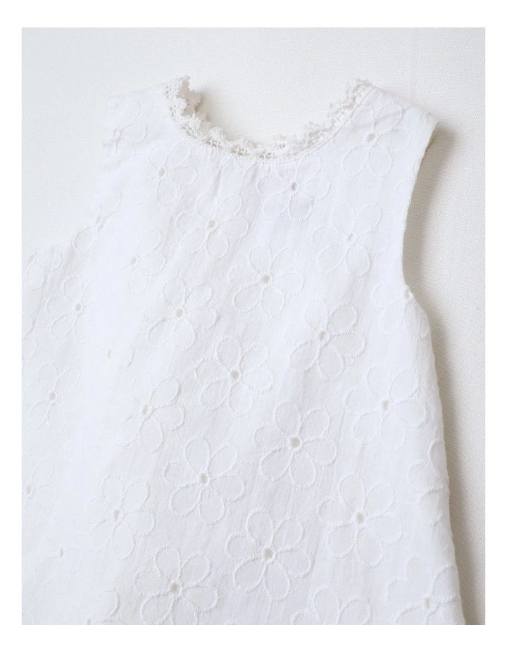 Broderie Dress in White image 2
