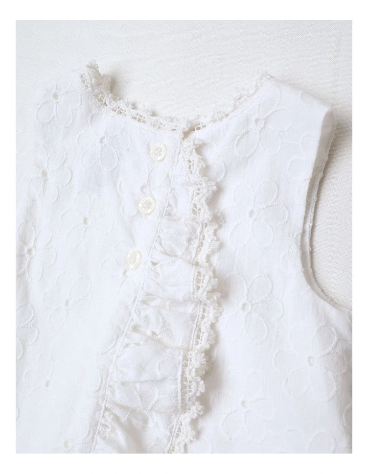 Broderie Dress in White image 4