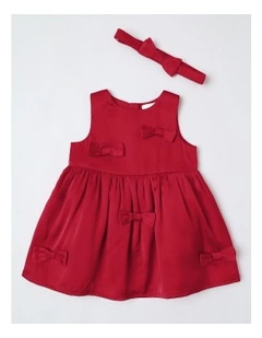Occasion Satin Bow Dress in Lipstick