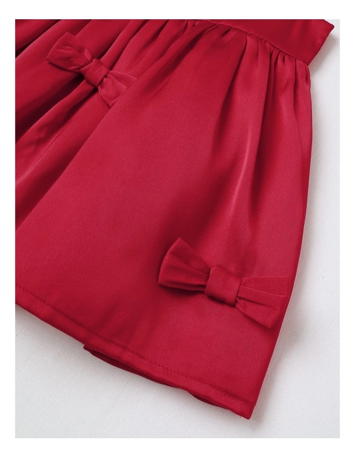 Occasion Satin Bow Dress in Lipstick image 4