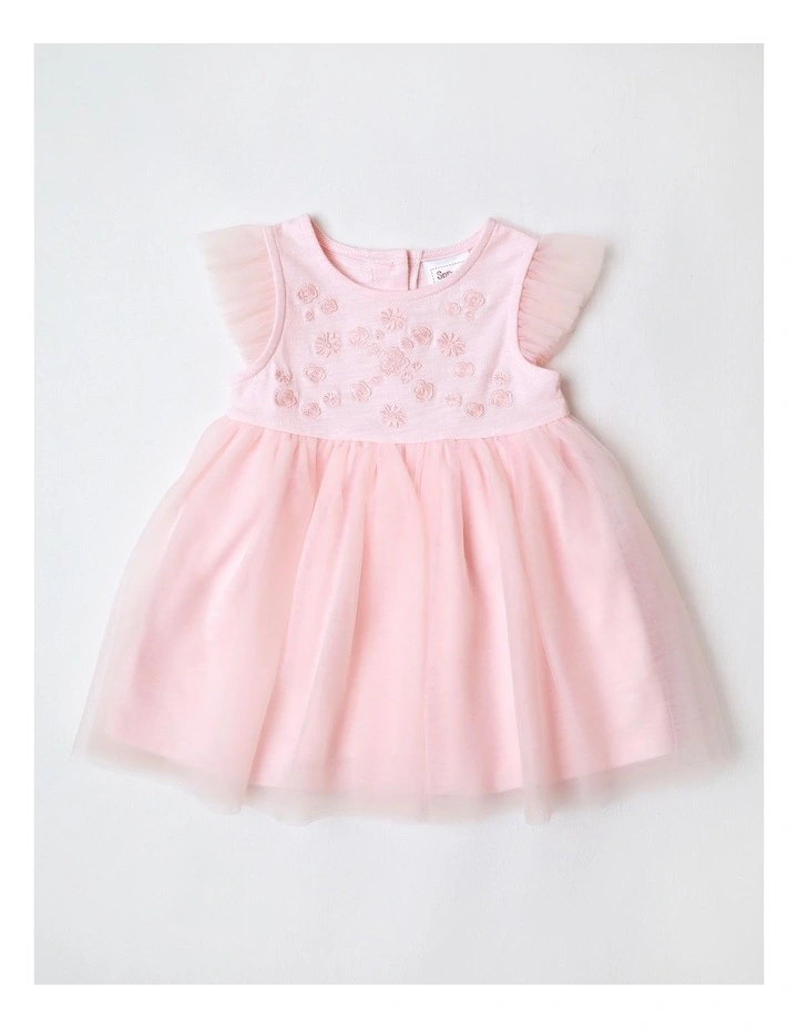 Occasion Embroidered Tulle Dress in Rose image 1