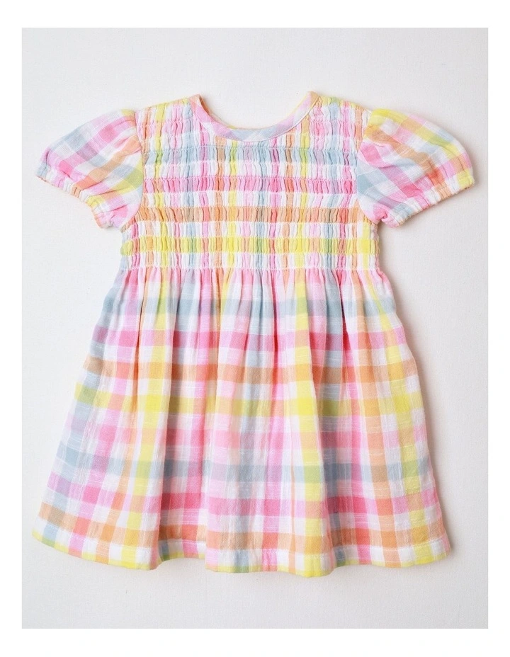 Shirred Gingham Dress in Assorted image 1