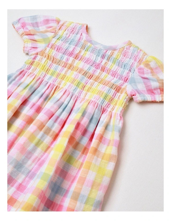 Shirred Gingham Dress in Assorted image 3