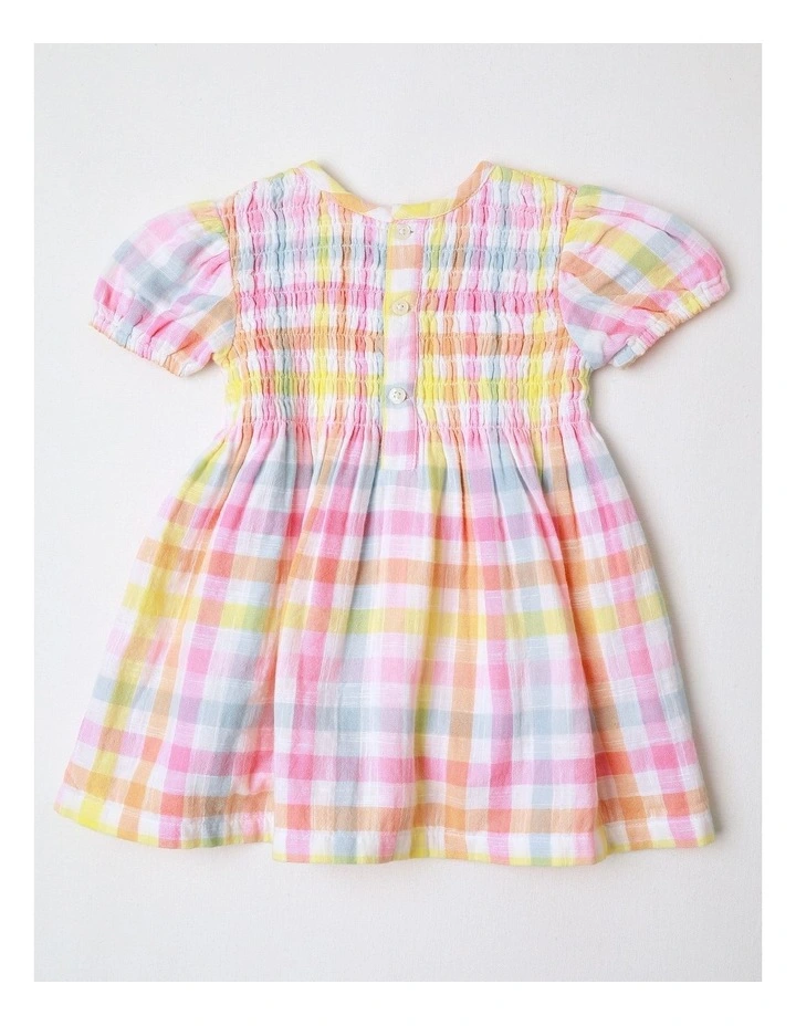 Shirred Gingham Dress in Assorted image 4