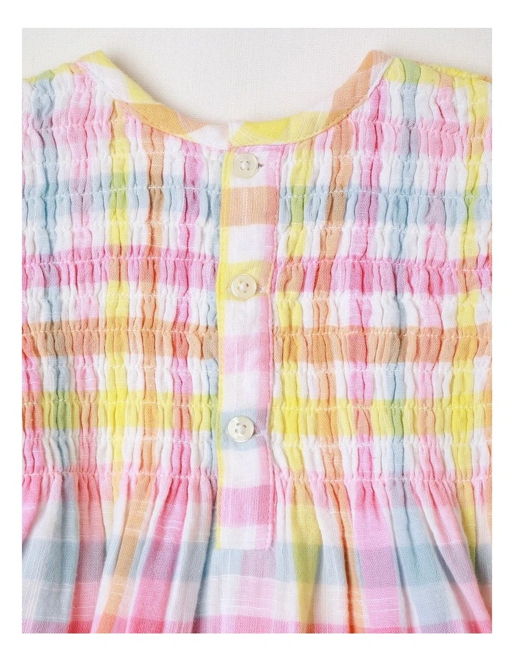 Shirred Gingham Dress in Assorted image 6