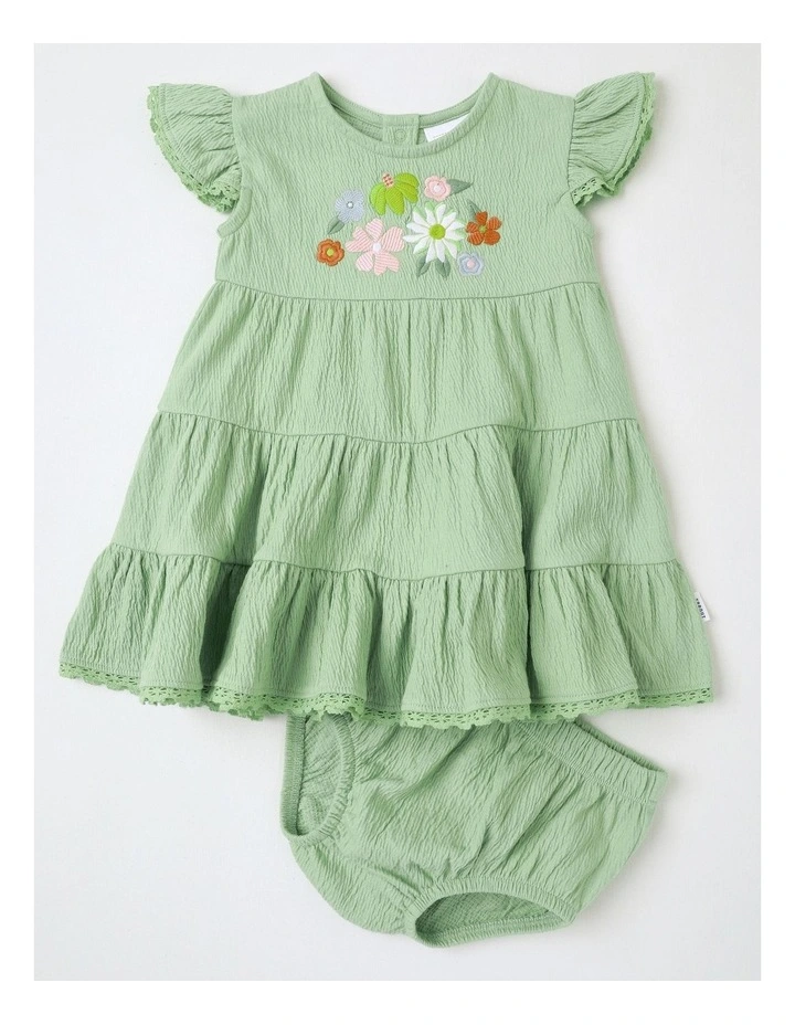 Flutter Sleeve Dress in Light Khaki image 1