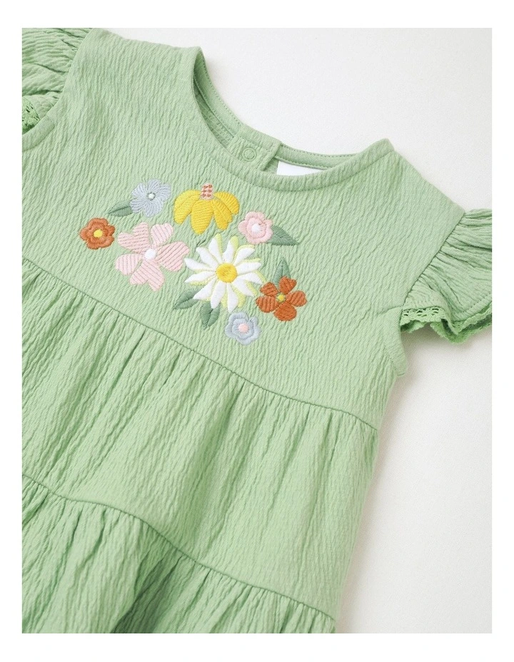 Flutter Sleeve Dress in Light Khaki image 2