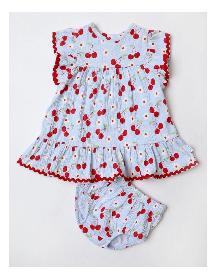 Cherry Jersey Dress in Blue image 1